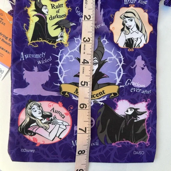 Disney Maleficent Purple Drawstring Cosmetic Bag, Evil Villains Cute Small Pouch - Picture 3 of 4